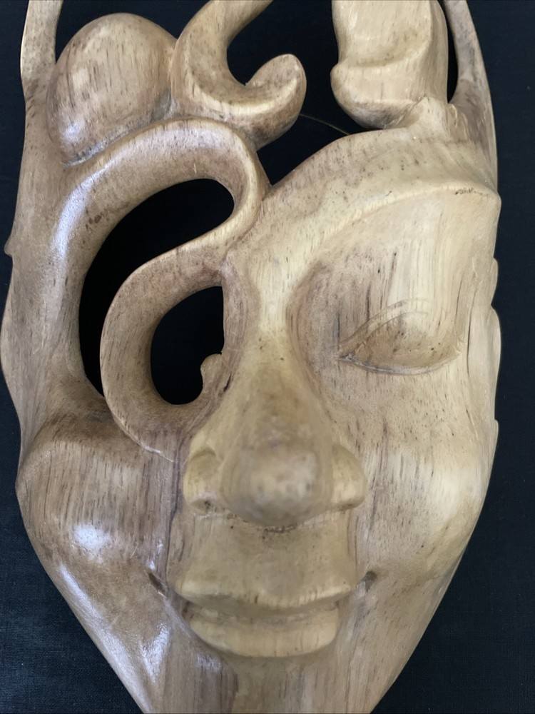 Handcrafted Abstract wooden mask wall art