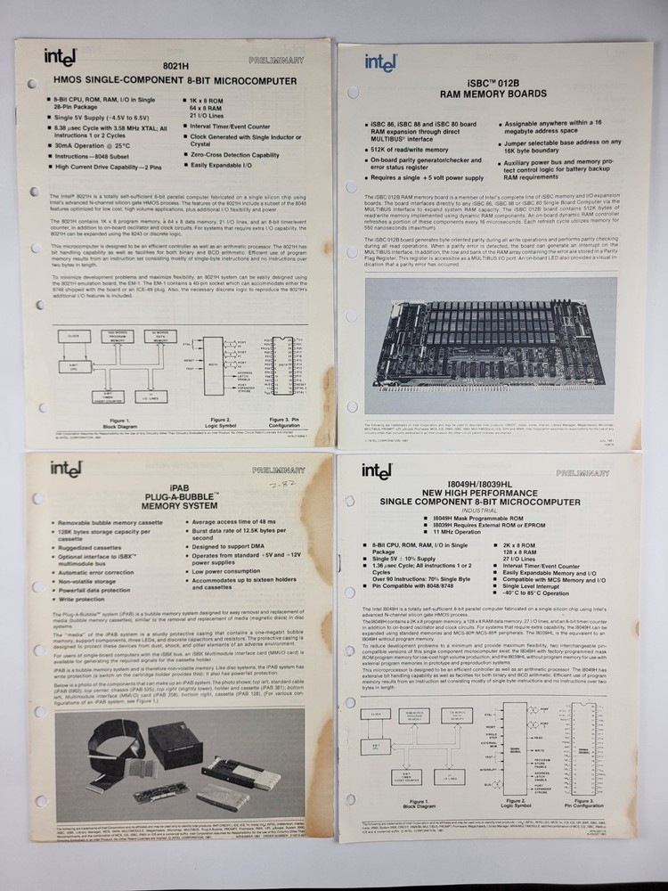 Extremely Rare Original Vintage Preliminary Intel Data Sheets From The 70s & 80s
