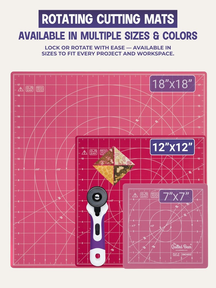 Rotating Cutting Mat 12" x 12" - Locking & Rotating Self Healing Cutting Boar...