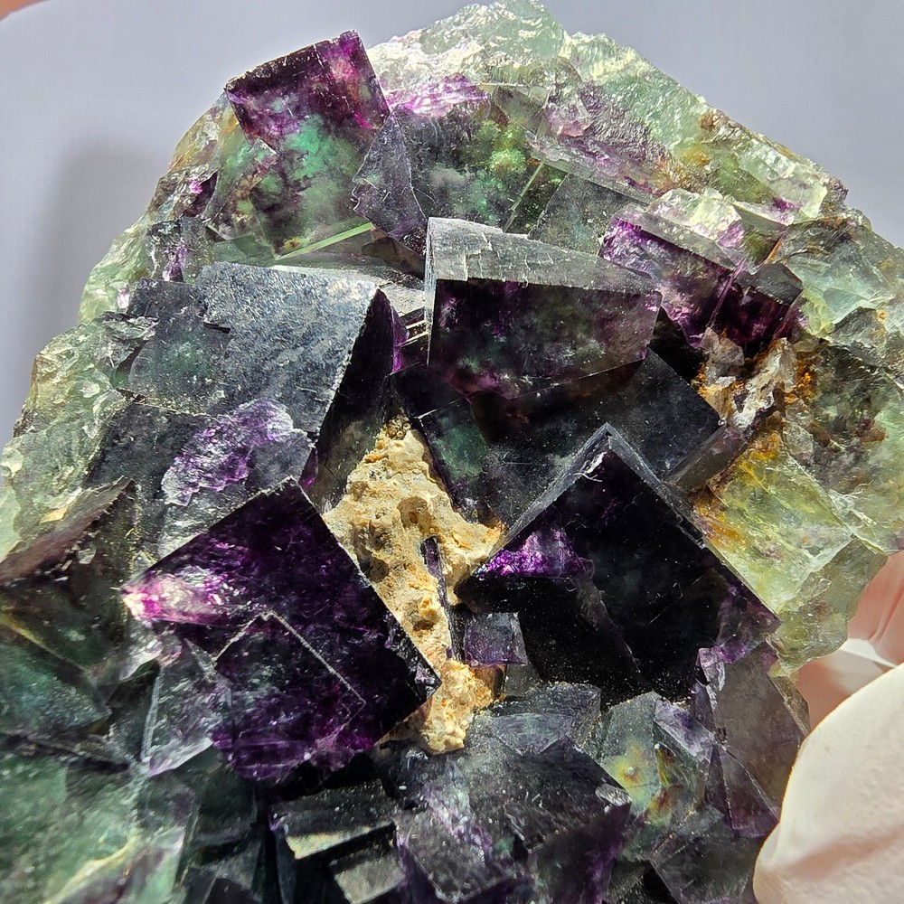 Phantom Fluorite Cube Specimen, green purple Okorusu, Namibia 76*63*22mm