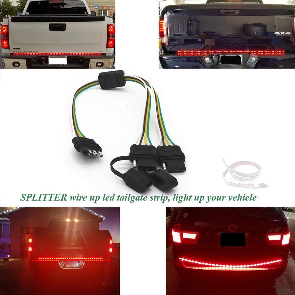 2PCS 4 Way Y-Splitter Plug Wiring Plug 4 Pin Connectors for Tailgate Light Bar
