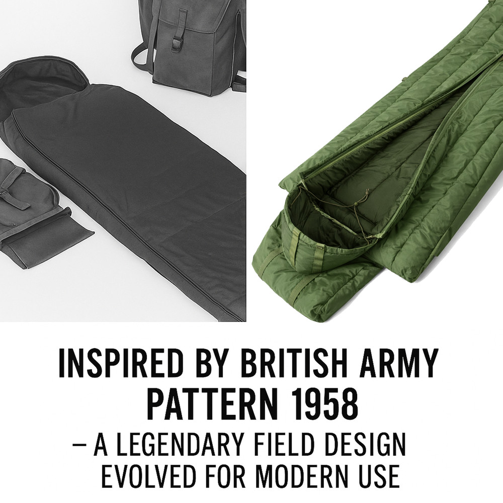 MT British Army 1958 Sleeping Bag – Roll-Up, Waterproof & Warm, Compression Sack