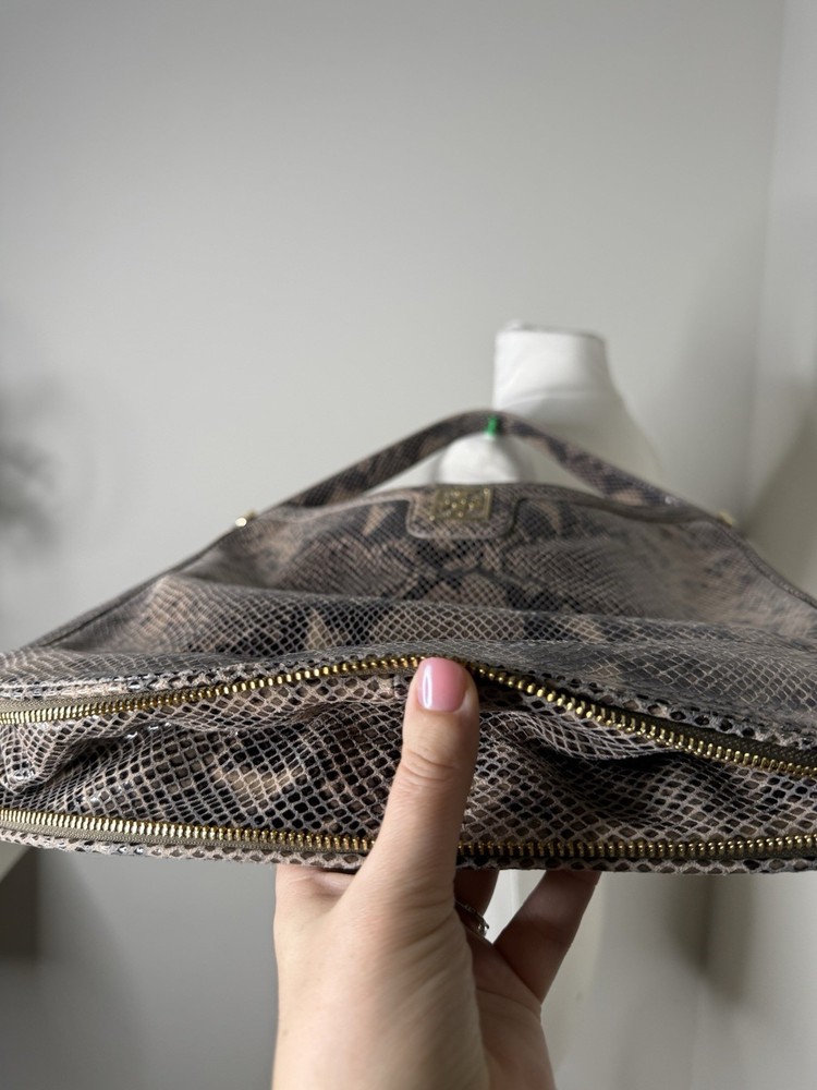 NWT $550+ Tory Burch CATALINA Natural Python Logo HOBO Bag Expandable