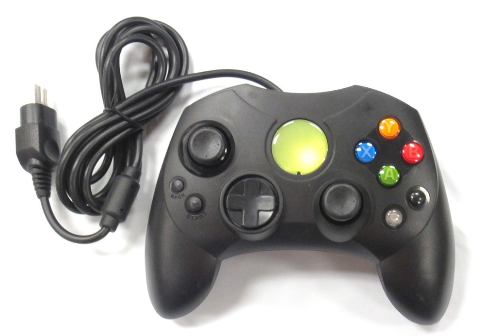 Old Skool Black Wired S-Type Controller for (Original XBOX)