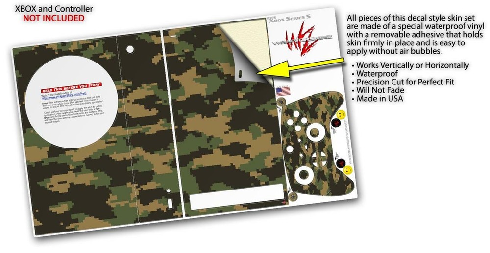 Skins XBOX Series S Console Controller WraptorCamo Digital Camo Timber