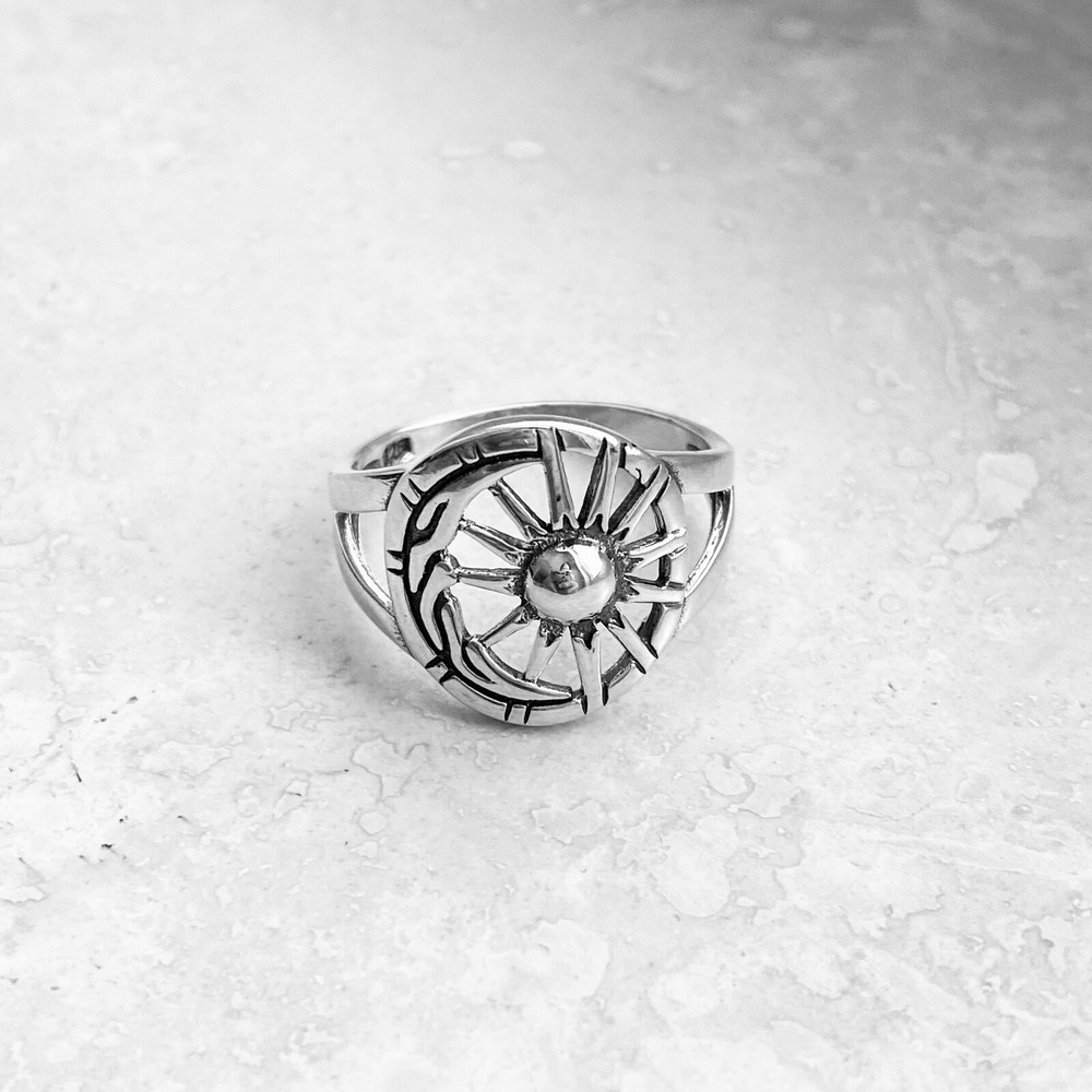 Sterling Silver Moon and Sun Ring, Statement Ring, Silver Rings, Celestial Ring