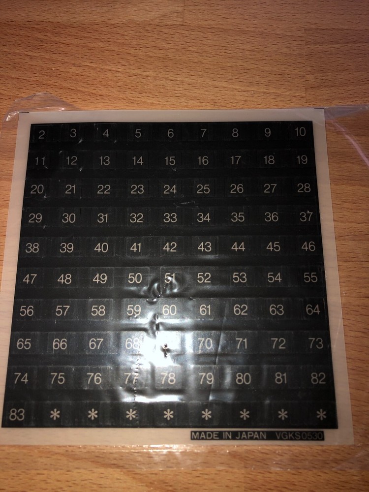Number Sheet for Jerrold CATV Cable Converter Switch Box
