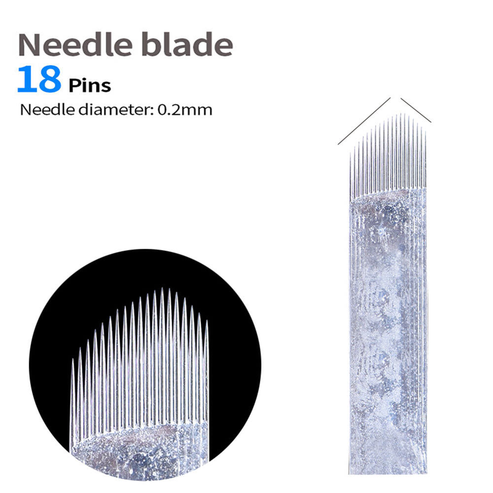 18 U Shape Microblading Permanent Makeup Needles Eyebrow Tattoo Chamfering Blade
