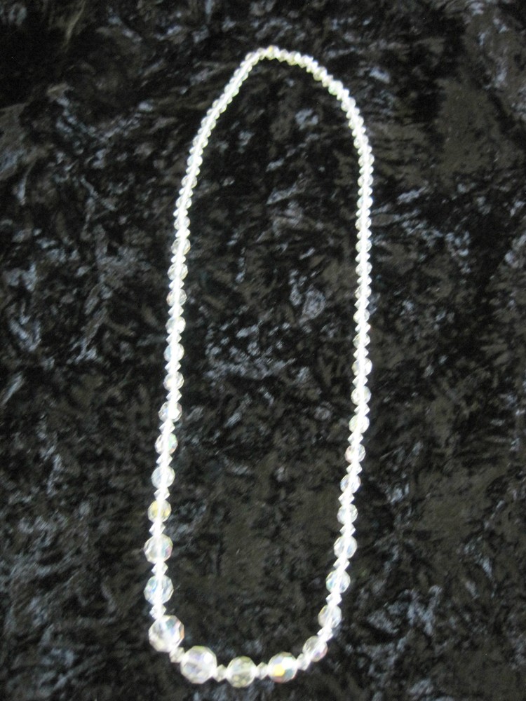Necklace Crystal Graduated Beads on String 22" No clasp Vintage