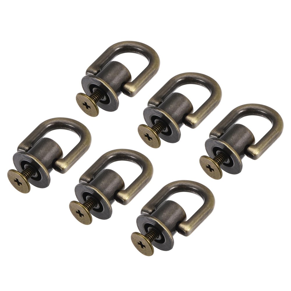 12x10mm Ball Post Head Button Studs with D Ring for DIY Bronze Tone 6pcs