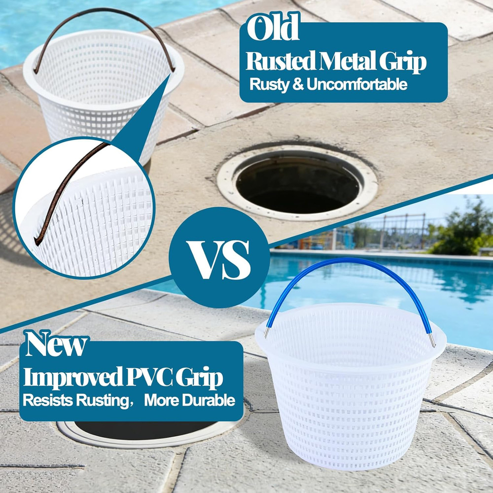 4PCS Pool Skimmer Basket Handle Replacement, Universal Swimming Pool Skimmer Fil