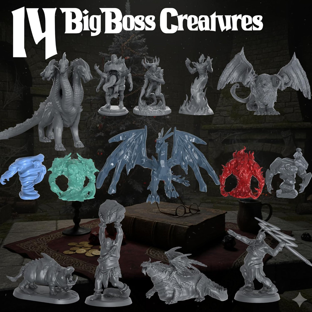Complete Miniatures Gift Set - 197 Minis Included - Bulk Monsters, Unpainted D&