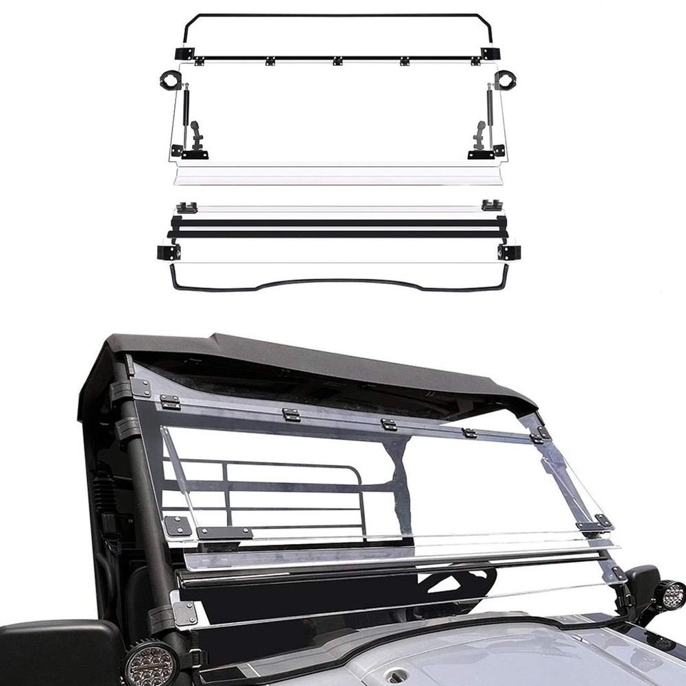 For 2019-25 Kawasaki Mule Pro MX Front 3-IN-1 Flip Windshield Scratch Resistant