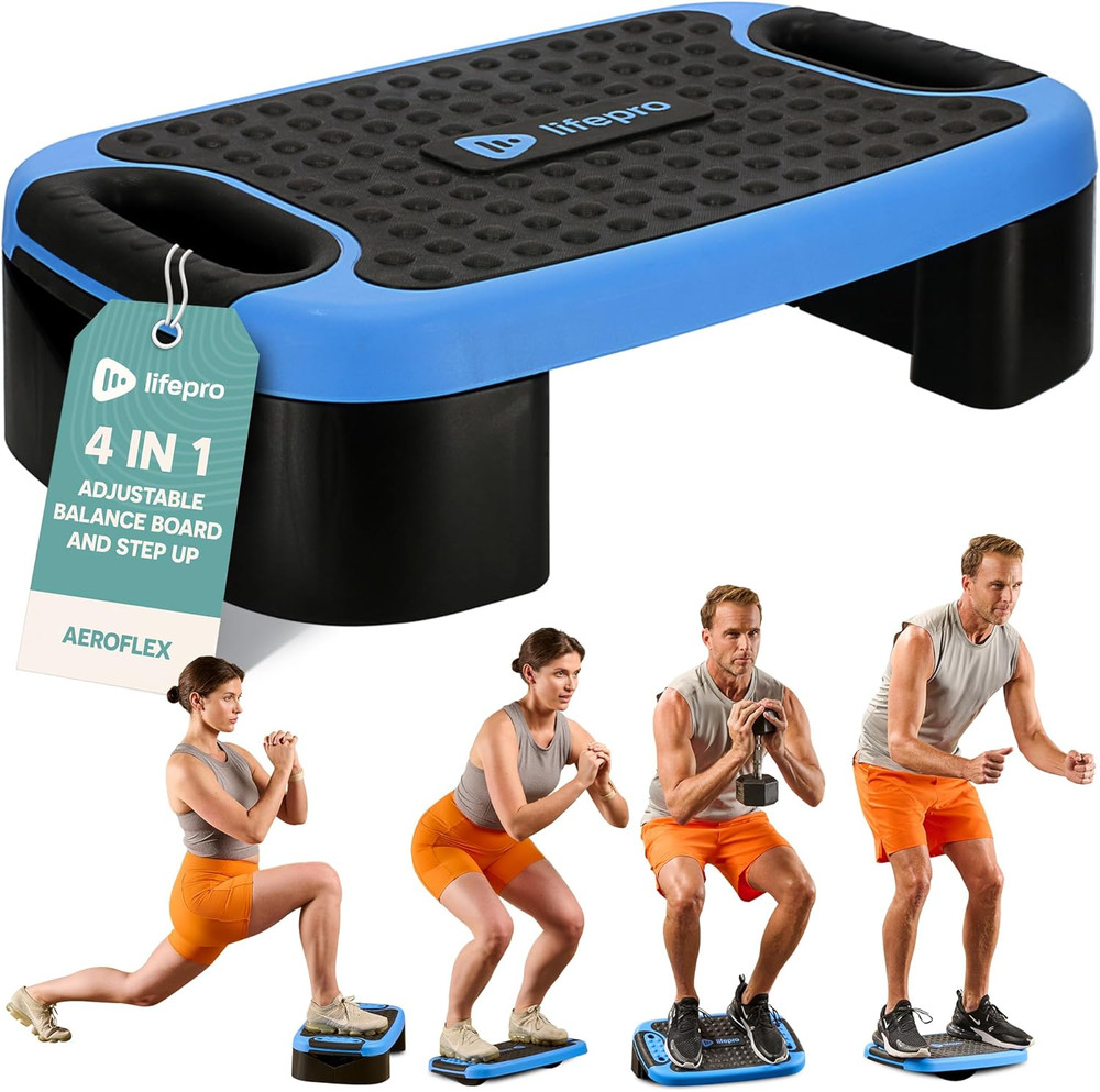 4-In-1 Aerobic Balance Board and Step up Exercise Platform - Aeroflex Adjustable