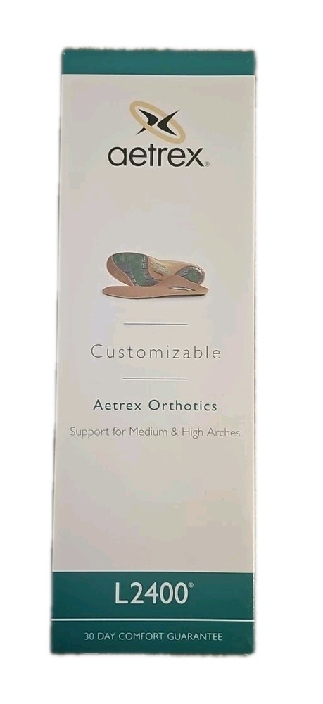 Aetrex Men's L2400 Insoles Orthotics for Medium High Arches Size 9 New