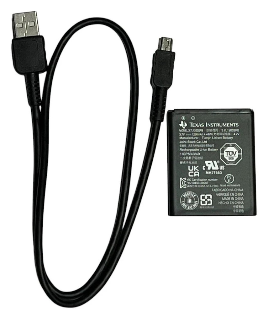 Original Texas Instrument Replacement Battery & OEM Cable for TI-Nspire CX