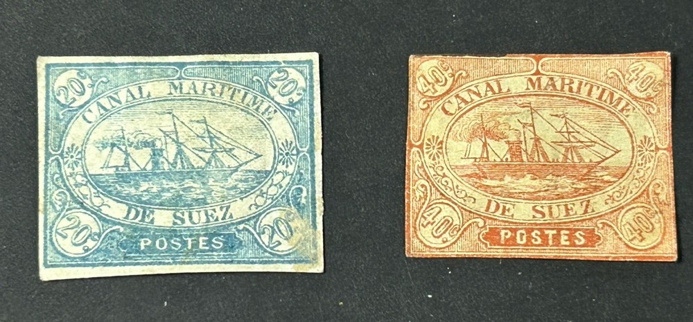 Suez Canal - 1858 - Two Stamps.