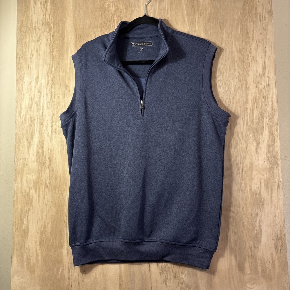 Pebble Beach Mens Performance Vest 1/4 Zip Dark Blue Golf Activewear Medium
