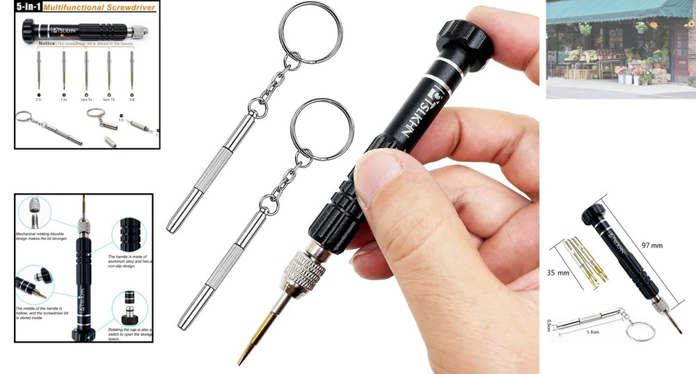 Compact 5-in-1 Screwdriver Set - Precision Tools for Eyewear & Electronics