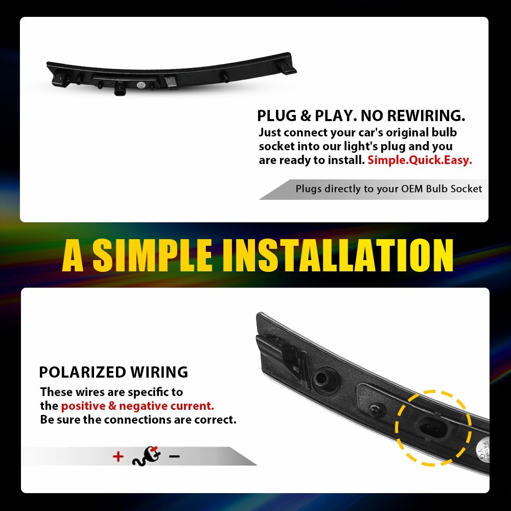 LED White Side Marker Light 2014-2019 Fit Chevrolet Corvette C7 Front+Rear 2Pair