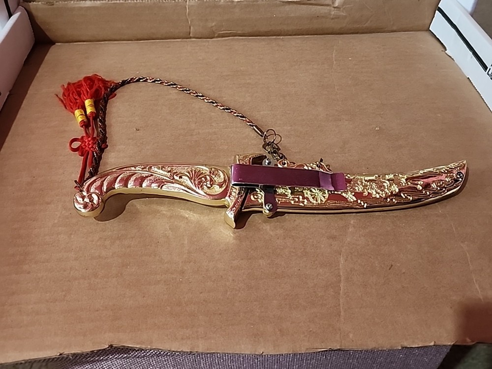 Vintage Style Ornamental Dagger Gold 10" Long