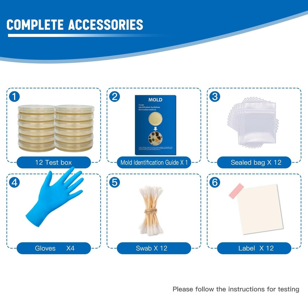 Mold Assessment Kit - Complete 12 Set for Safe Indoor Environment at Home