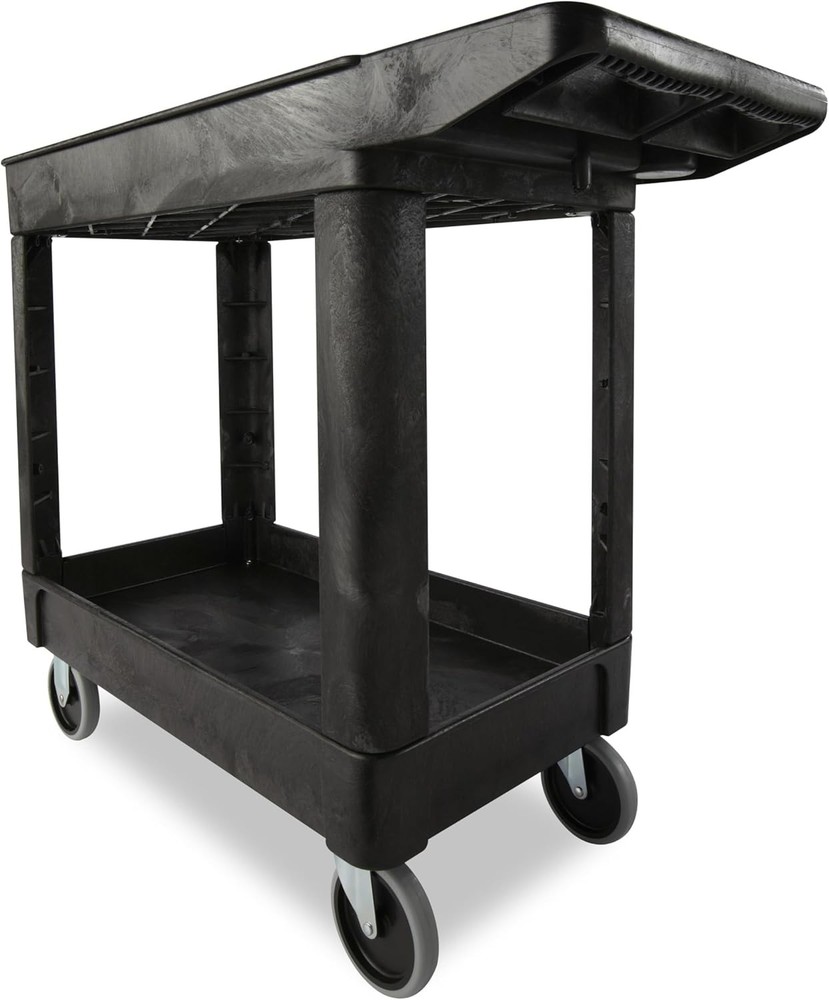 2-Shelf Utility/Service Cart Small Lipped Shelves Storage Handle 500 lbs.
