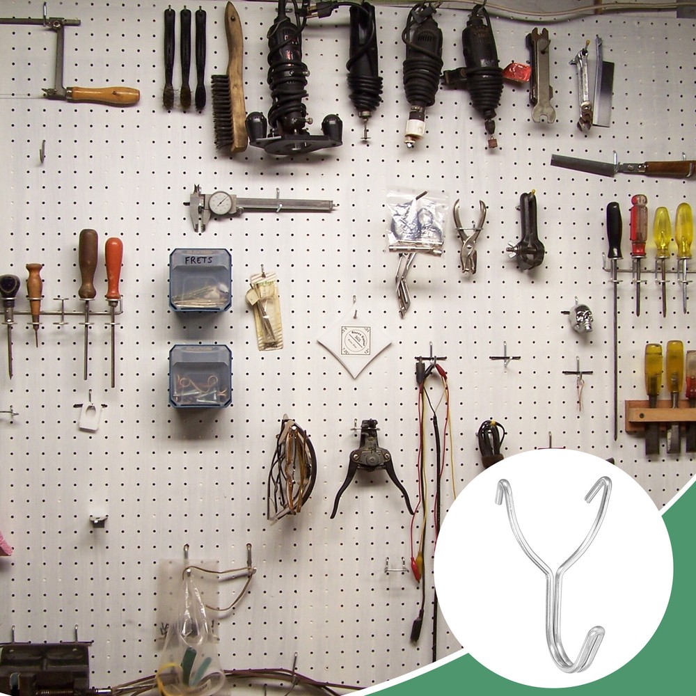 10Pcs Pegboard Hooks, 1.4 Inch Spacing Peg Board Display Hook, Silver