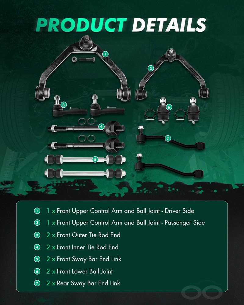 1995-2011 for Ford Explorer Ranger Suspension Kit 12Pcs – Compatible Replacement