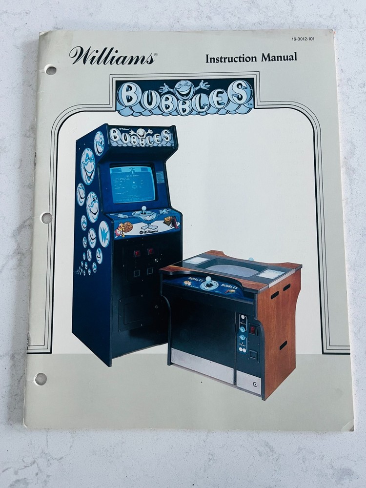 BUBBLES Arcade Instruction Manual by Williams 1983 - NOS