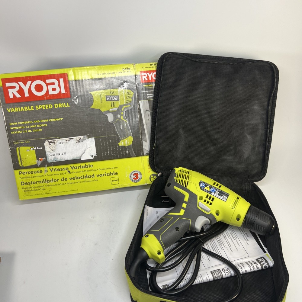 Ryobi D43K 5.5 Amp Corded Variable Speed Keyless 3/8" Chuck With Bag