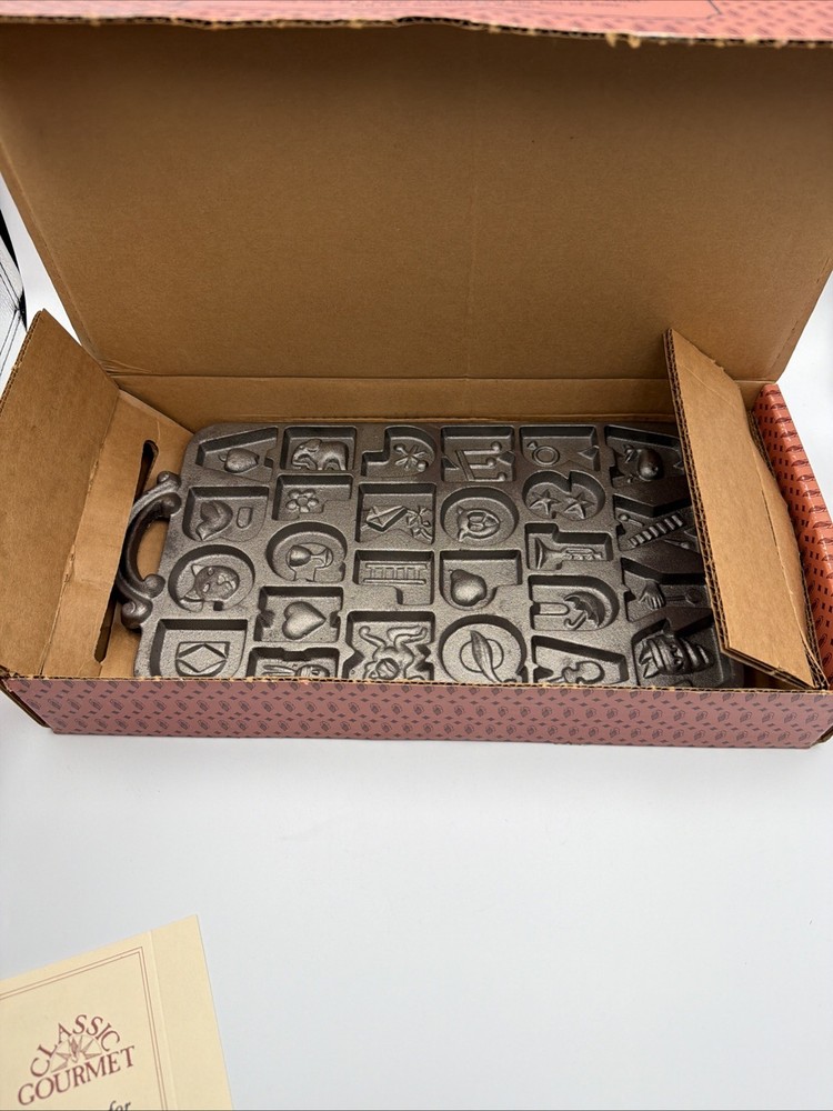 John Wright Cast Iron 1985 Alphabet Cookie Mold USA
