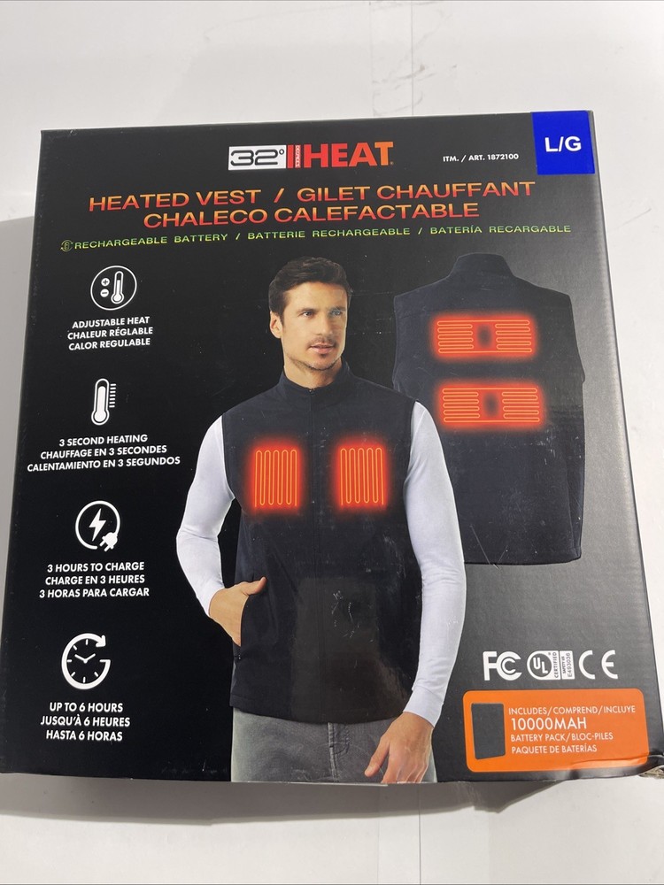 32 Degrees Rechargeable Heated Vest, LARGE