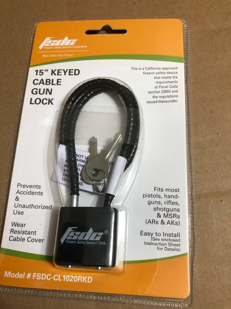 Fsdc 15 " Keyed Cable Gun Lock NEW ~
