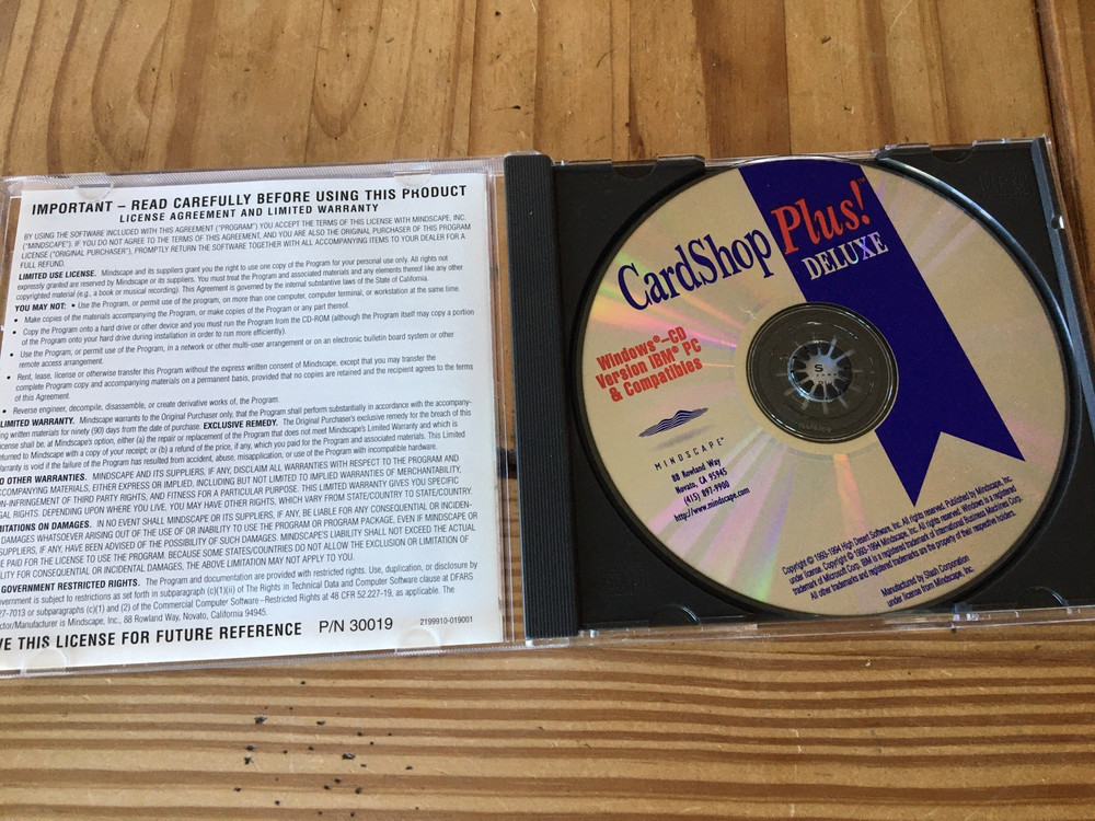 CARD SHOP PLUS! DELUXE CD ROM SOFTWARE
