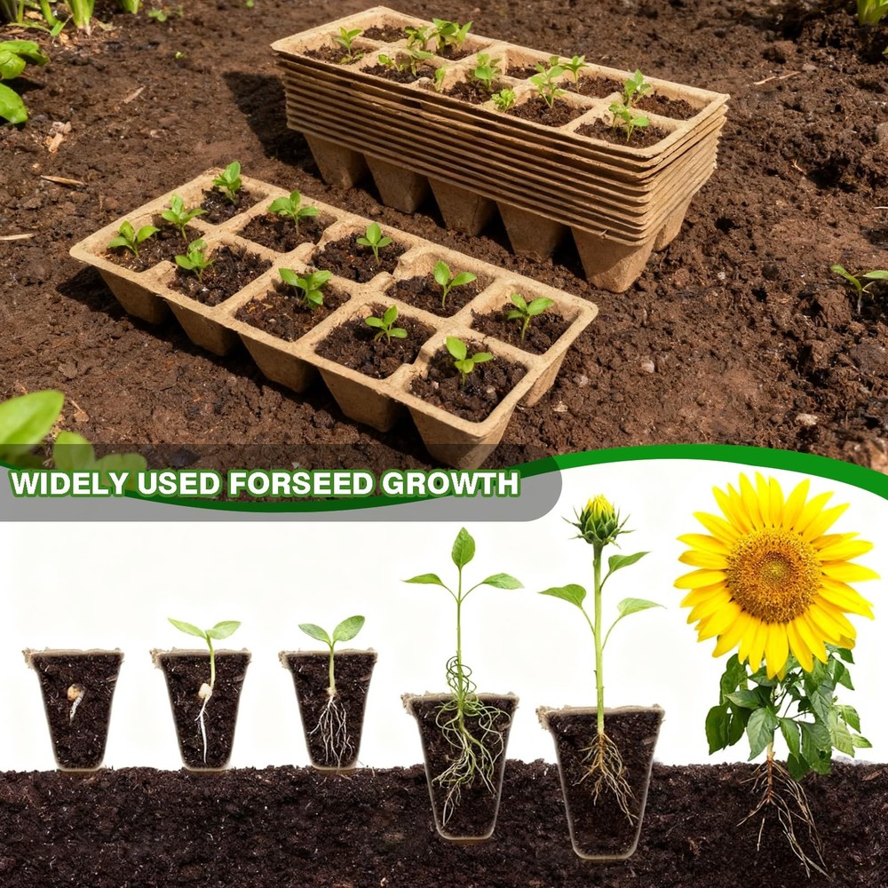 Seed Starter Tray Peat Pots for Germination with Labels 240 Cells