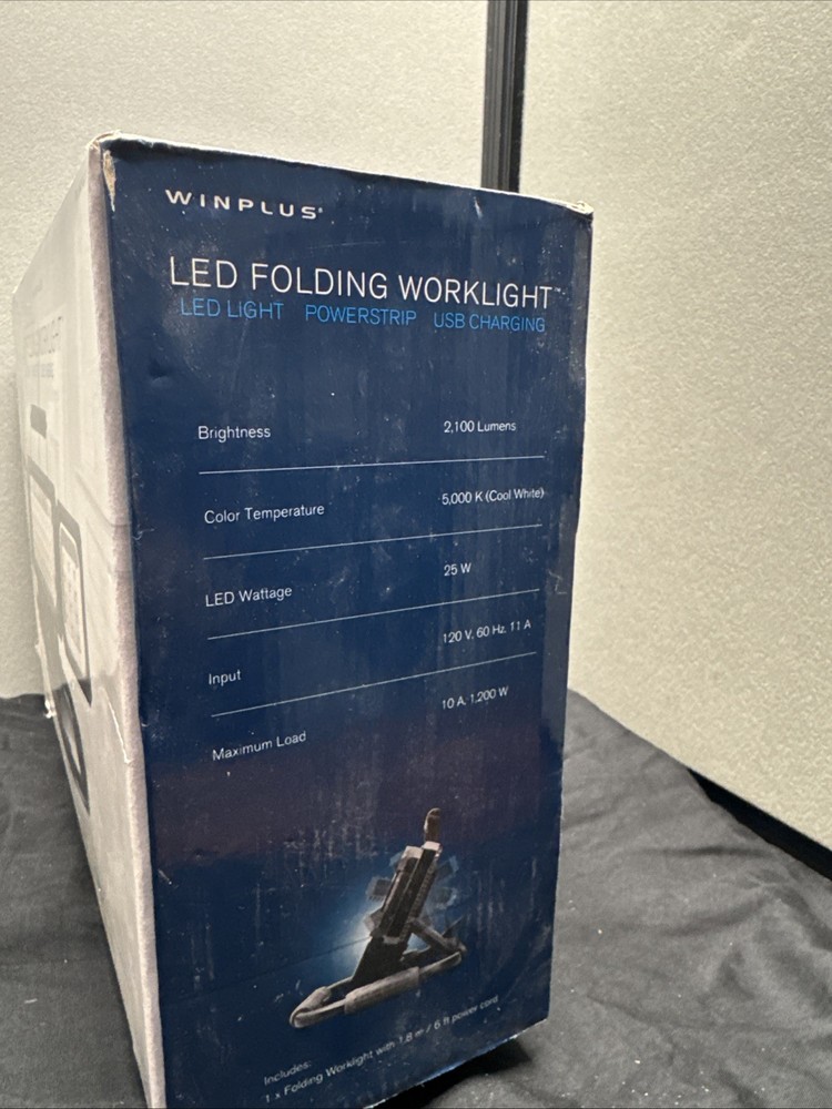 2100 Lumens LED Panel Folding Work Light with AC USB Power Strip Mountable