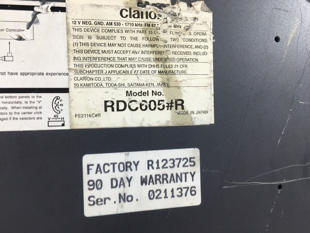 Clarion RDC605 6 Disc CD Changer Car Audio UNTESTED AS IS