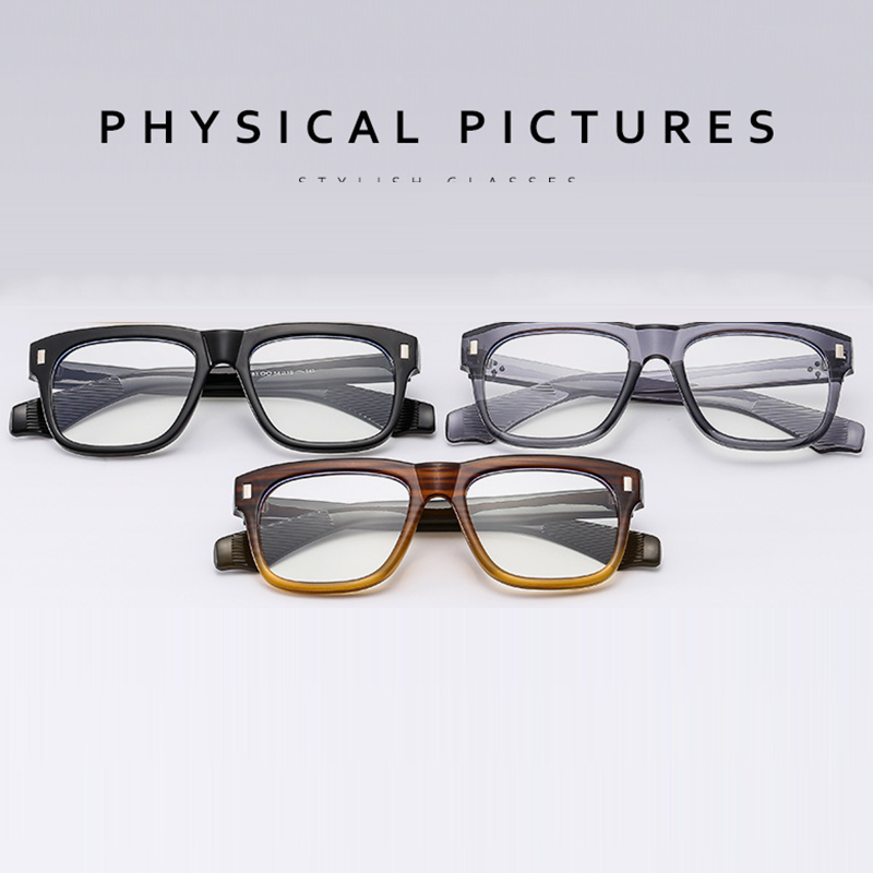 Men Square Blue Light Blocking Reading Glasses Clear Lens Full Frames Glasses