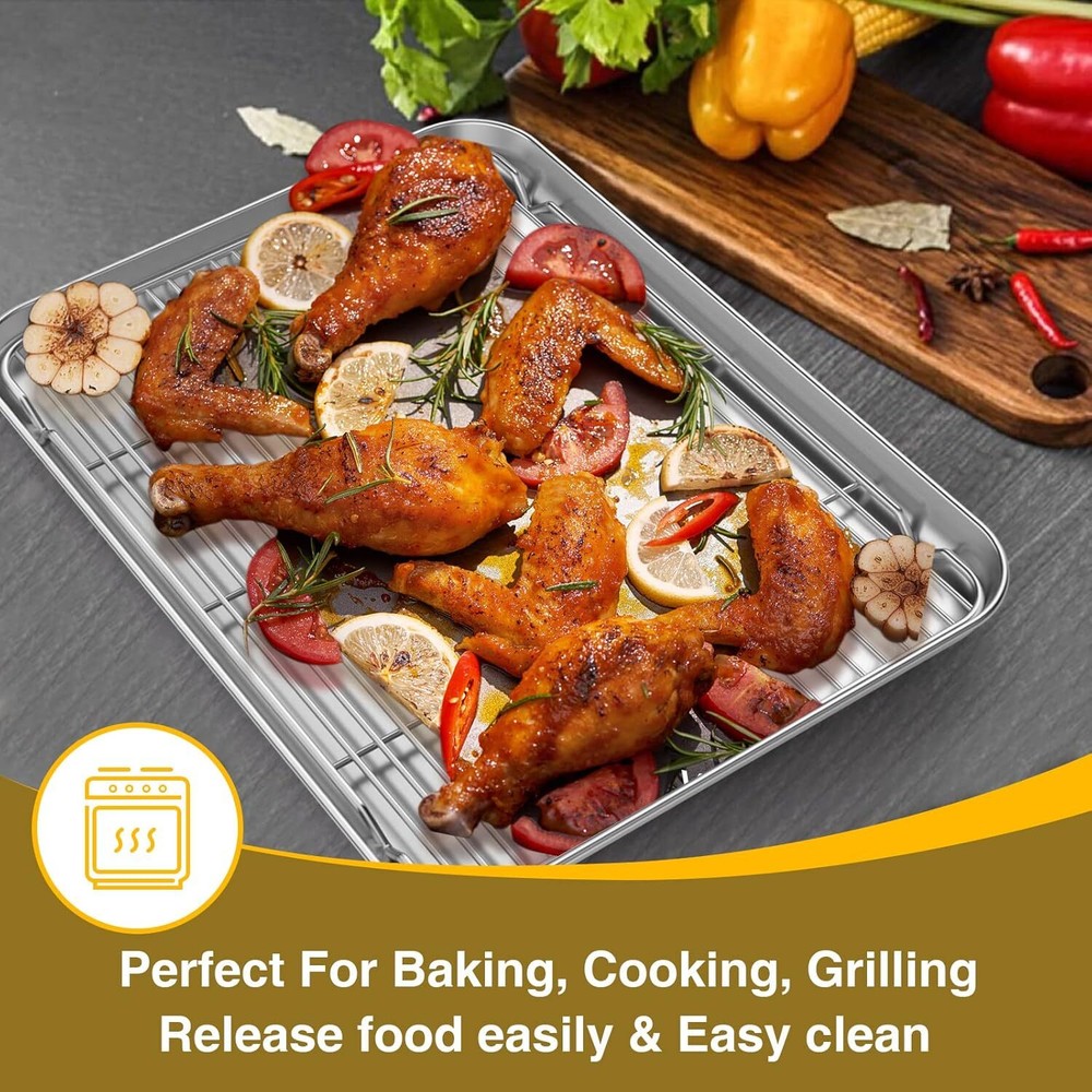 Baking Sheet with Rack Set (3 Pans + 3 Racks),Stainless Steel Baking Pan