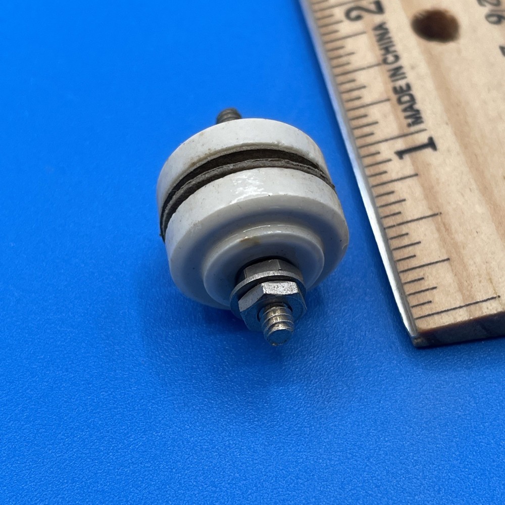 Vintage 9555 Ceramic feed through 1/2" hole, 6/32 post NOS