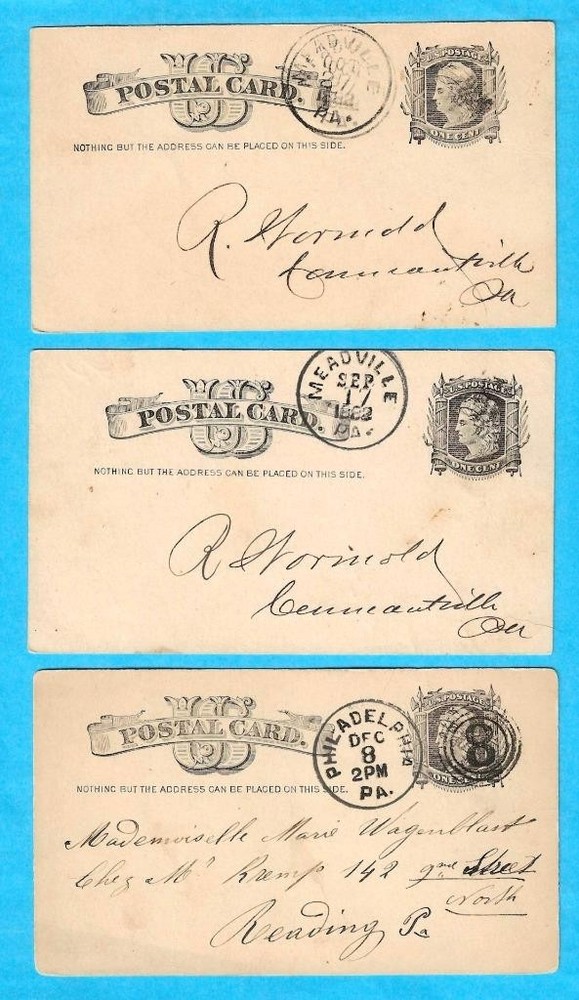 THREE UX-7 POSTAL CARDS - PENNSYLVANIA POSTMARKS - N811