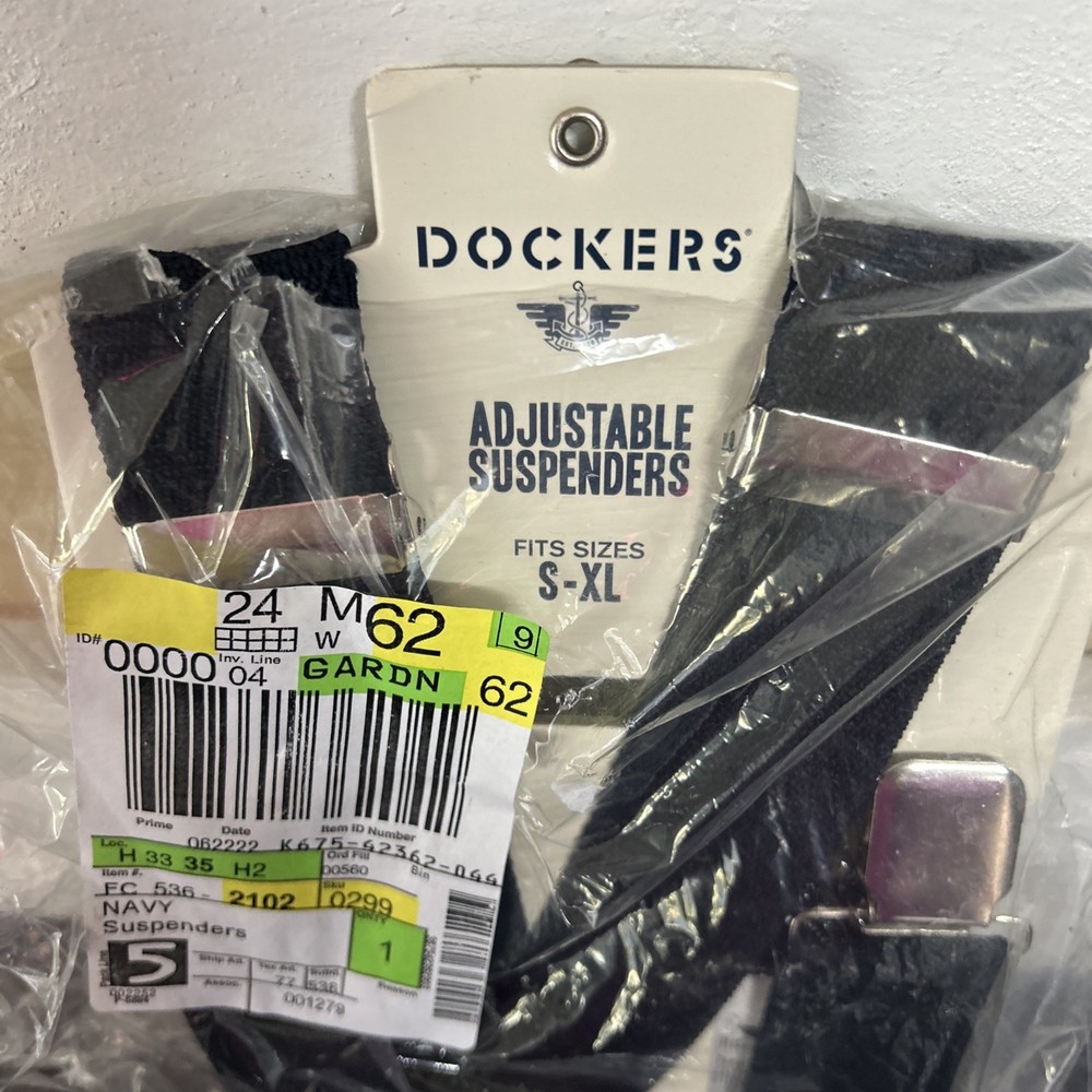 New Dockers Adjustable Elastic Solid Suspenders • Navy • Small-XLarge