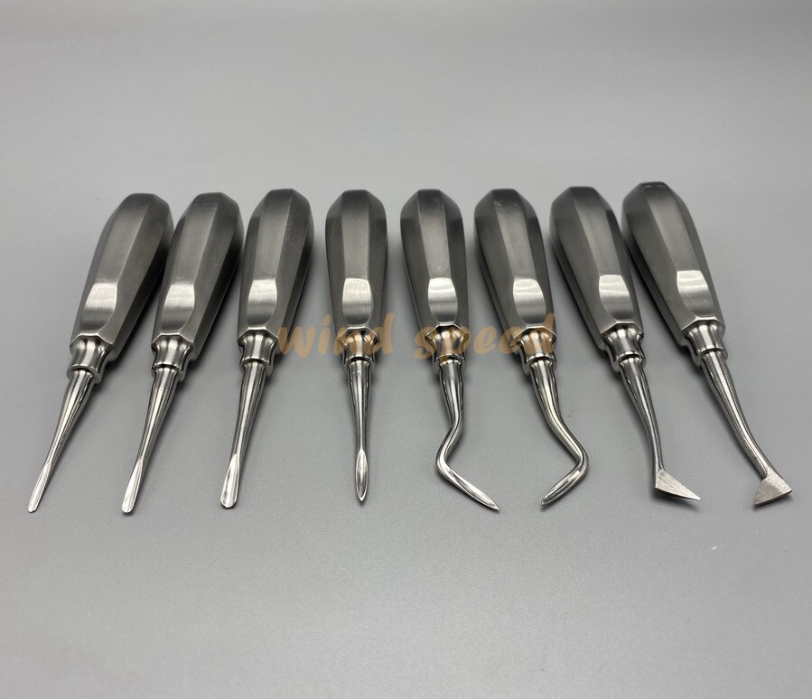 Surgical Tooth Extraction Elevators Surgery Dental Luxation Root Tools 8pcs/Kit