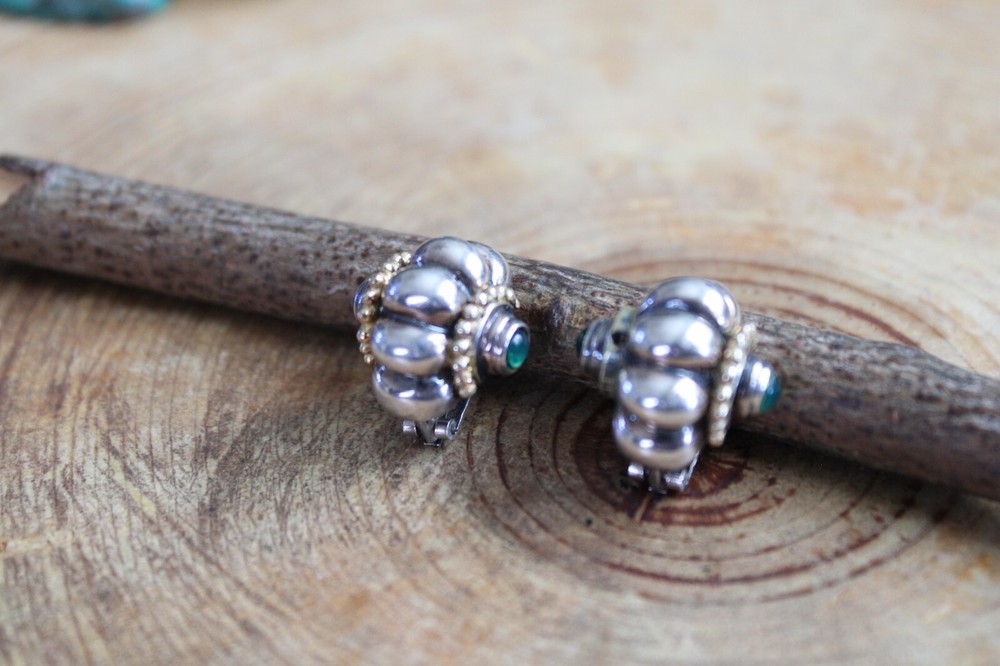 Jade, Puffed Sterling Silver SCALLOPED / SHELL Look Earrings