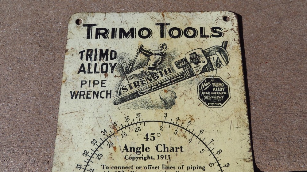 Vintage Trimo LATHE DRILL Pipefitter Plumber ANGLE Chart Metal
