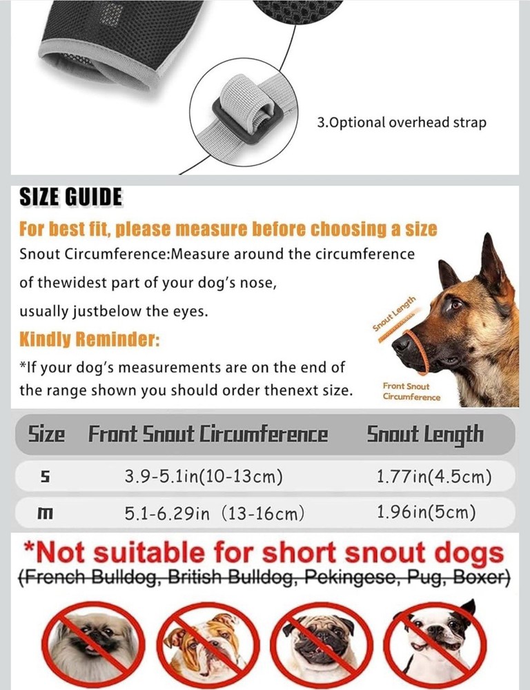 Dog Muzzle 2 Pcs, Prevent Biting, Chewing, and Barking