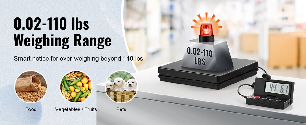 110lb Digital Shipping Scale Postal Package LCD Foldable Display AC/DC