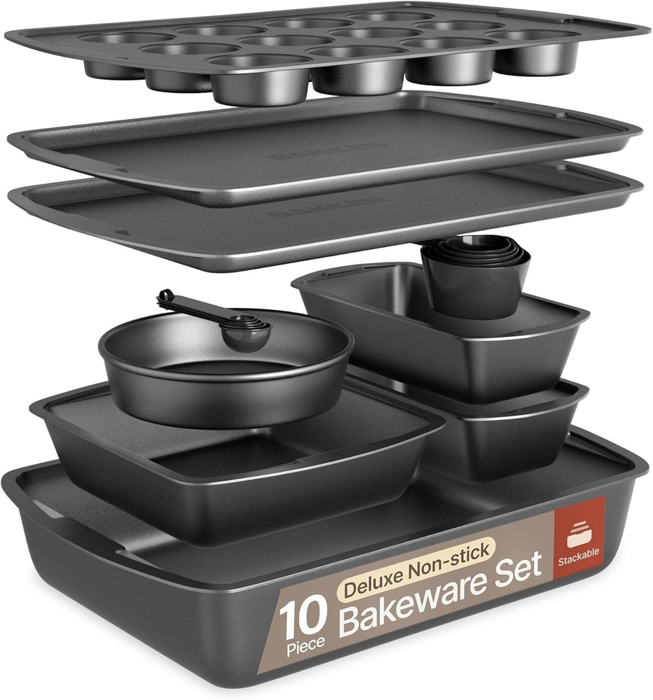 Bakken Swiss Bakeware Set – 6 Piece – Stackable Deluxe Non-Stick Baking Pans