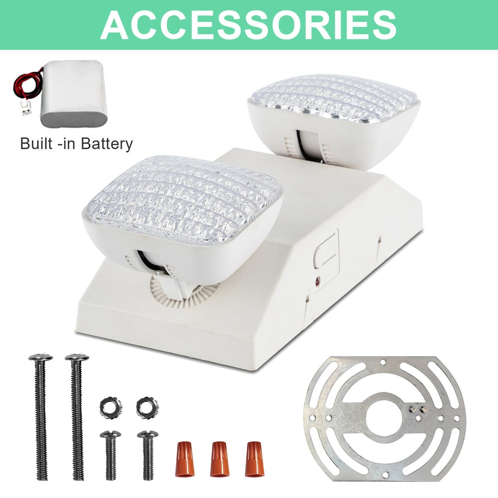 12 pack LED Emergency Lights , Exit Sign Light Adjustable Dual Head Battery Back